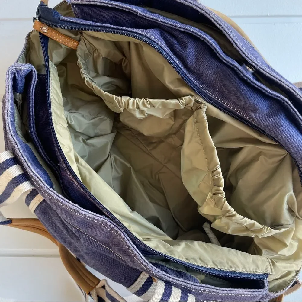 Pottery Barn Navy and White/Off White Large Diaper Bag Monogrammed With A “K”